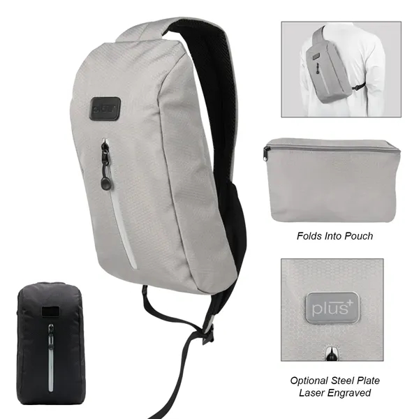 Sling backpack with an ergonomic crossbody design, expandable pocket, reflective details... from ASI 61125 Hit Promotional Products / Hit®