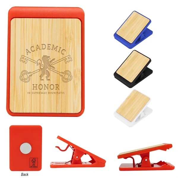Clip with spring-loaded hinge, bamboo accent and magnetic back side.... from ASI 61125 Hit Promotional Products / Hit®