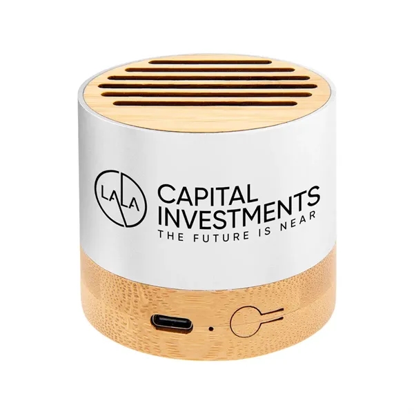Wireless speaker made with bamboo and recycled aluminum.... from ASI 61125 Hit Promotional Products / Hit®