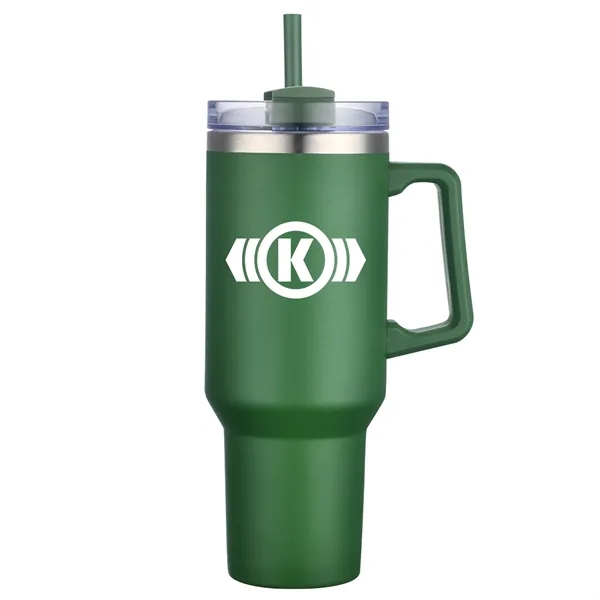 40 Oz S/S Travel Mug With Handle and Color Matching Straw... from ASI 79535 Primetime / Primetime