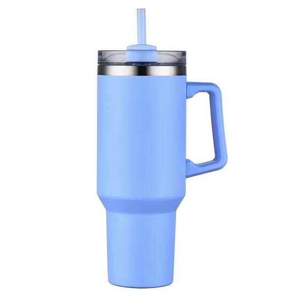 40 Oz S/S Travel Mug With Handle and Color Matching Straw... from ASI 79535 Primetime / Primetime