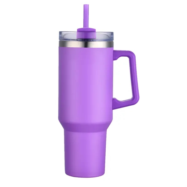 40 Oz S/S Travel Mug With Handle and Color Matching Straw... from ASI 79535 Primetime / Primetime