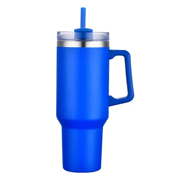40 Oz S/S Travel Mug With Handle and Color Matching Straw... from ASI 79535 Primetime / Primetime