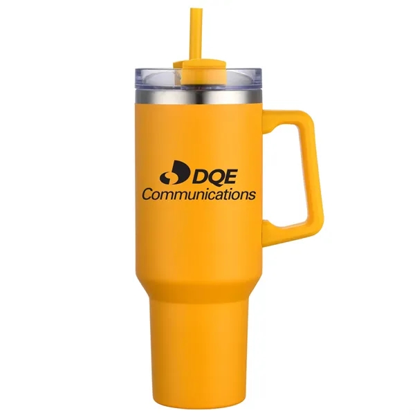 40 Oz S/S Travel Mug With Handle and Color Matching Straw... from ASI 79535 Primetime / Primetime