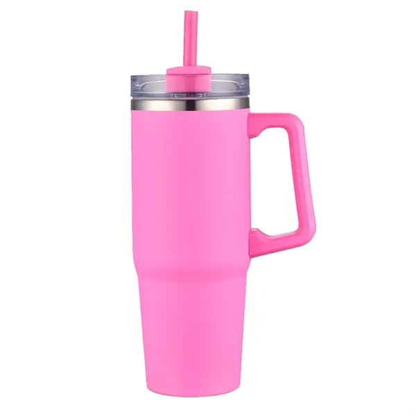 30 Oz S/S Travel Mug With Handle and Color Matching Straw... from ASI 79535 Primetime / Primetime