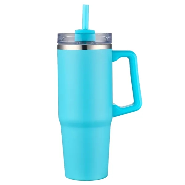 30 Oz S/S Travel Mug With Handle and Color Matching Straw... from ASI 79535 Primetime / Primetime
