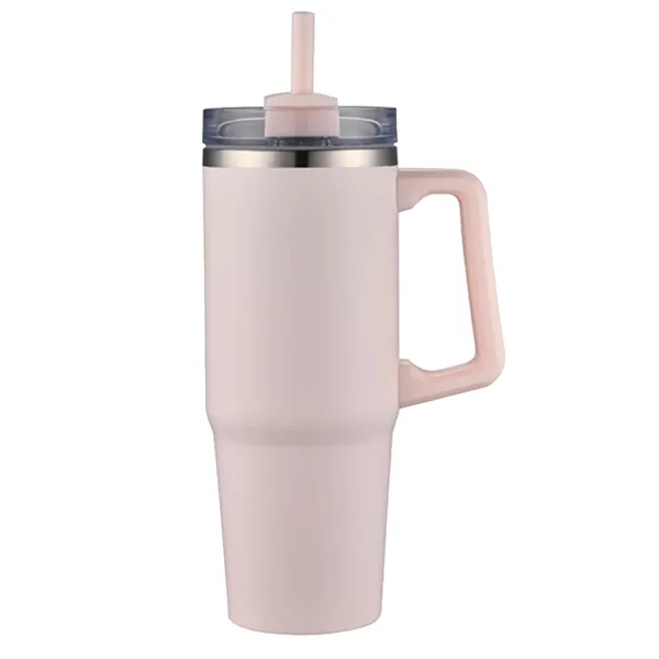30 Oz S/S Travel Mug With Handle and Color Matching Straw... from ASI 79535 Primetime / Primetime