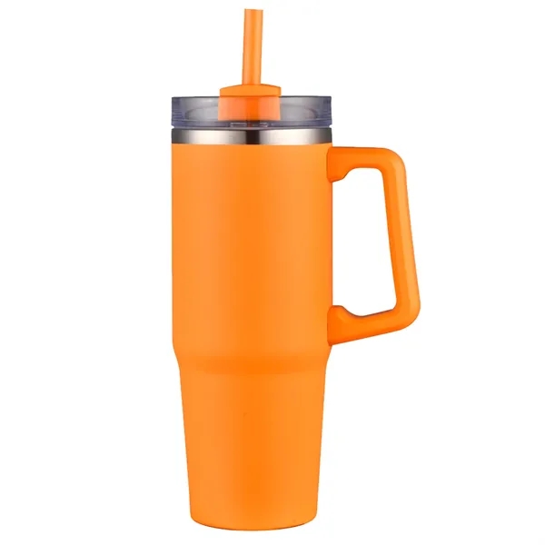 30 Oz S/S Travel Mug With Handle and Color Matching Straw... from ASI 79535 Primetime / Primetime