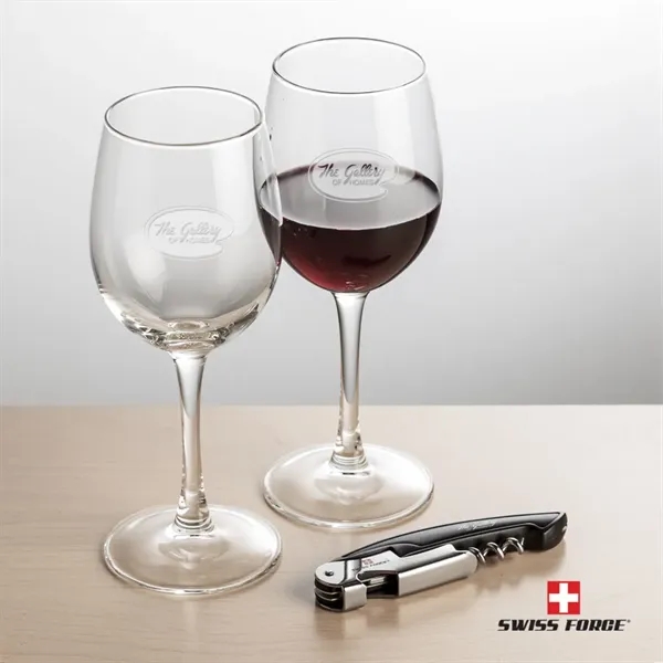 Giftset includes 2 Connoisseur Stemmed wine glasses and Swiss Force® Impressive... from ASI 84592 St Regis Group