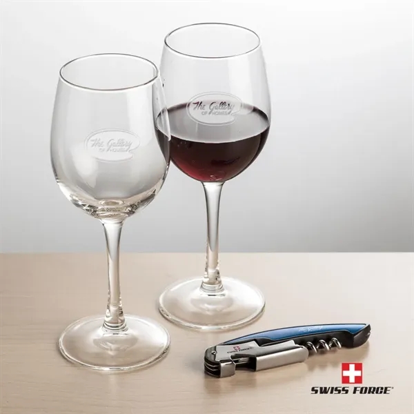 Giftset includes 2 Connoisseur Stemmed wine glasses and Swiss Force® Impressive... from ASI 84592 St Regis Group
