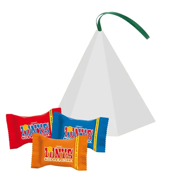 Tiny Tony's Chocolonely® Ornament; includes a variety of chocolate flavors.... from ASI 71685 Midnite Snax®