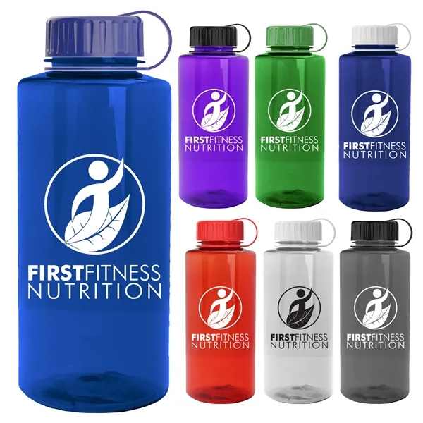 The Mountaineer 36 oz. Transparent Bottle with Tethered lid. Molded with... from ASI 55990 Garyline