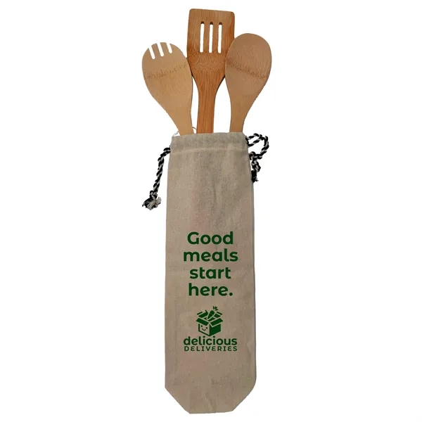 Bamboo Utensil Tote with Set of Three Cooking Utensils... from ASI 55990 Garyline