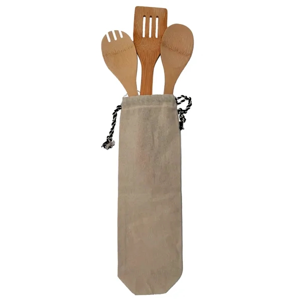 Bamboo Utensil Tote with Set of Three Cooking Utensils... from ASI 55990 Garyline