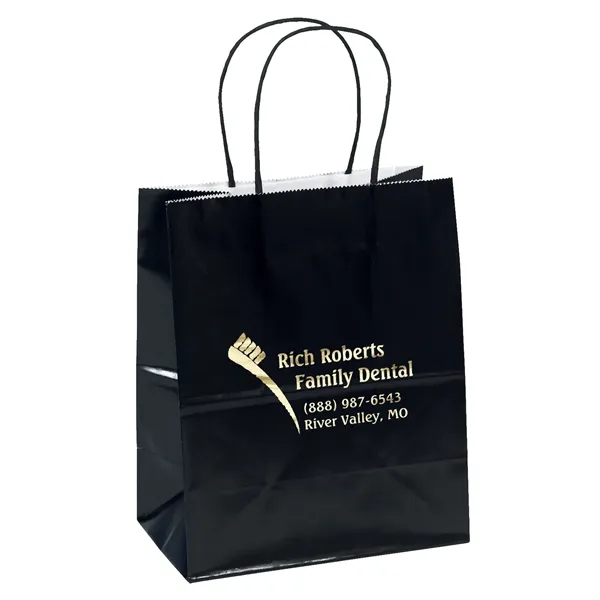 Paper glossy finish shopping bag with serrated-cut top.... from ASI 37940 Bag Makers Inc