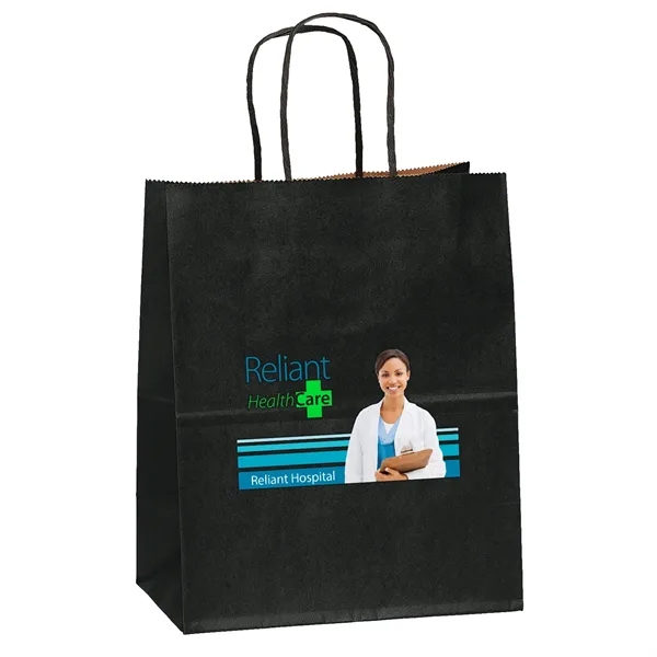 Matte paper shopper with a serrated cut top and twisted paper... from ASI 37940 Bag Makers Inc