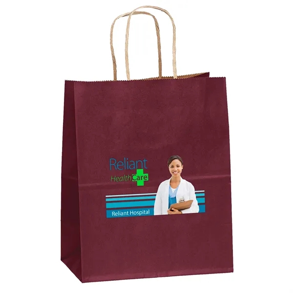 Matte paper shopper with a serrated cut top and twisted paper... from ASI 37940 Bag Makers Inc