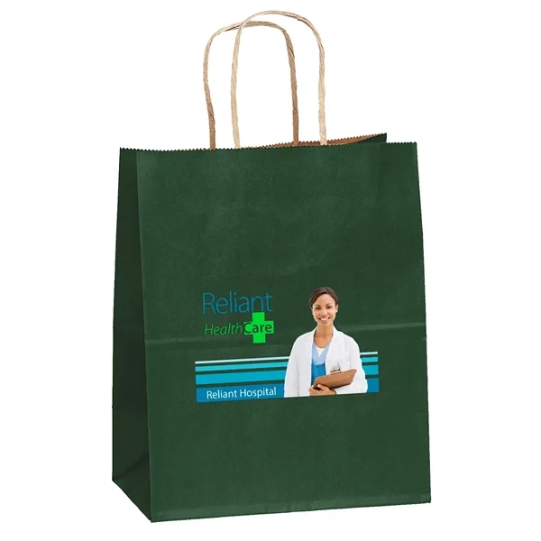 Matte paper shopper with a serrated cut top and twisted paper... from ASI 37940 Bag Makers Inc