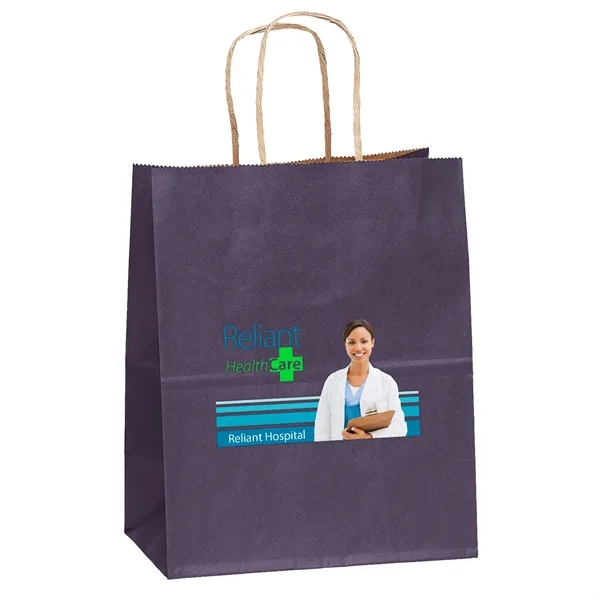Matte paper shopper with a serrated cut top and twisted paper... from ASI 37940 Bag Makers Inc