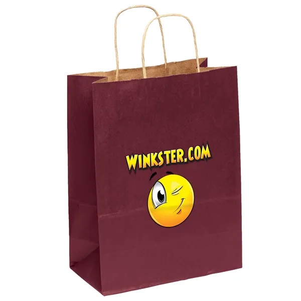 Matte paper shopper with a serrated cut top and twisted paper... from ASI 37940 Bag Makers Inc