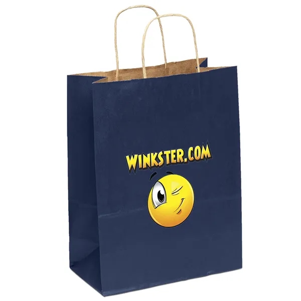 Matte paper shopper with a serrated cut top and twisted paper... from ASI 37940 Bag Makers Inc