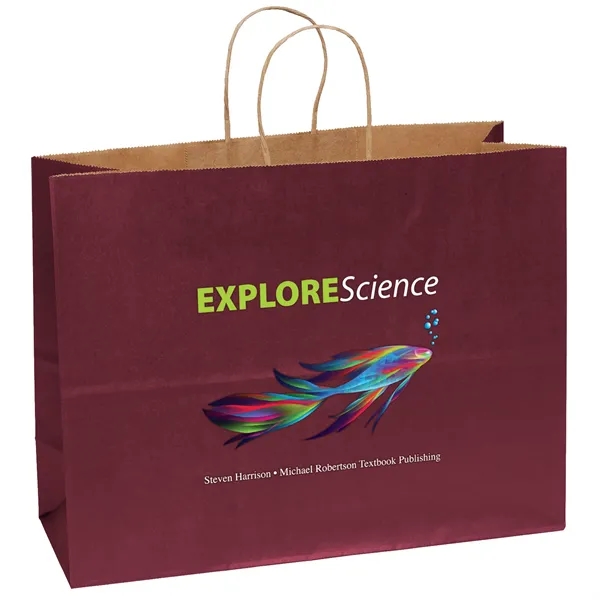 Matte paper shopper with a serrated cut top and twisted paper... from ASI 37940 Bag Makers Inc