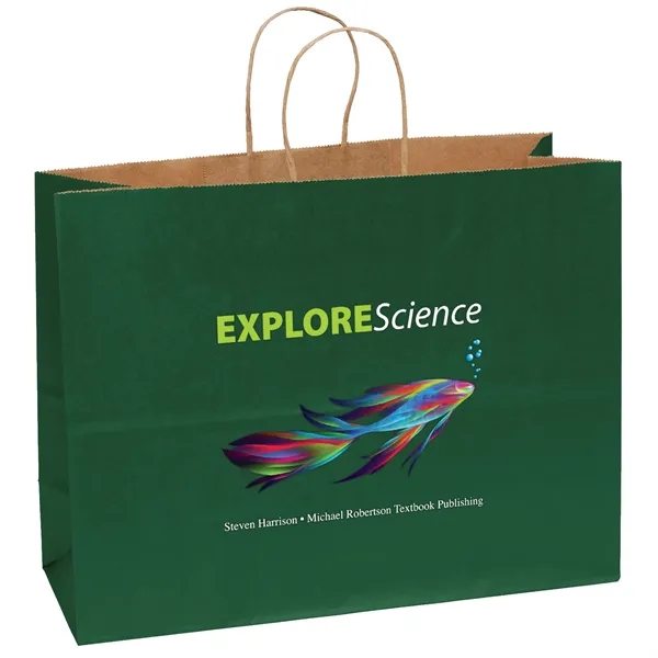 Matte paper shopper with a serrated cut top and twisted paper... from ASI 37940 Bag Makers Inc