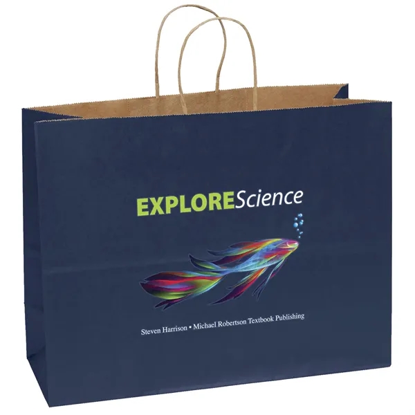 Matte paper shopper with a serrated cut top and twisted paper... from ASI 37940 Bag Makers Inc