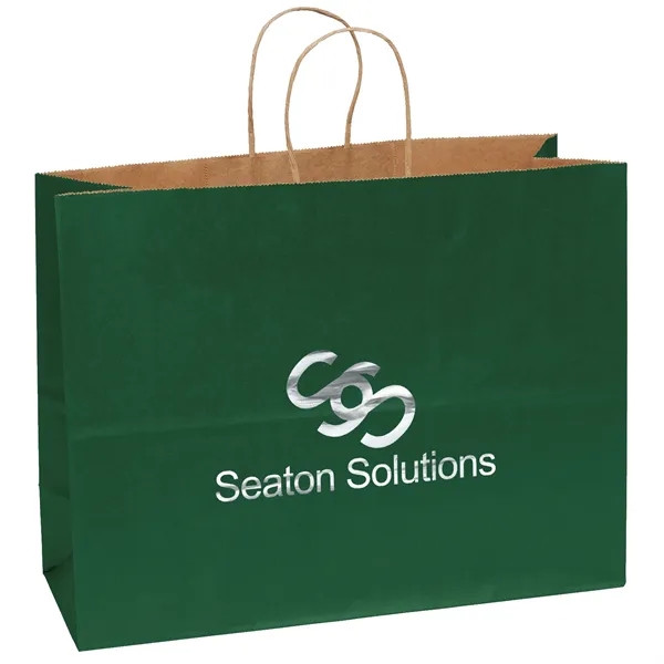 Matte paper shopper with a serrated cut top and twisted paper... from ASI 37940 Bag Makers Inc