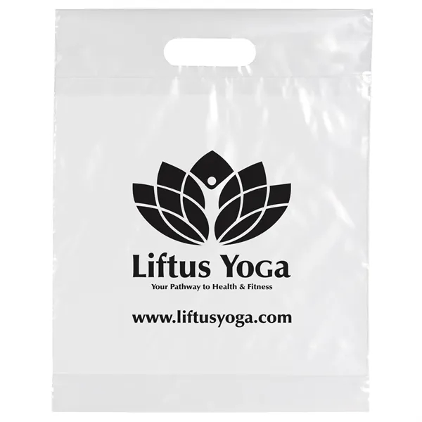 2.5 mil. low-density plastic bag with reinforced die cut handles.... from ASI 37940 Bag Makers Inc