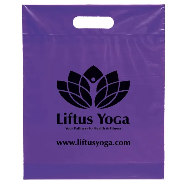2.5 mil. low-density plastic bag with reinforced die cut handles.... from ASI 37940 Bag Makers Inc