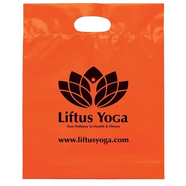 2.5 mil. low-density plastic bag with reinforced die cut handles.... from ASI 37940 Bag Makers Inc