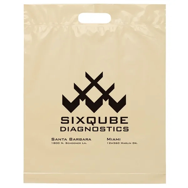 2.5 mil. low-density plastic bag with reinforced die cut handles.... from ASI 37940 Bag Makers Inc