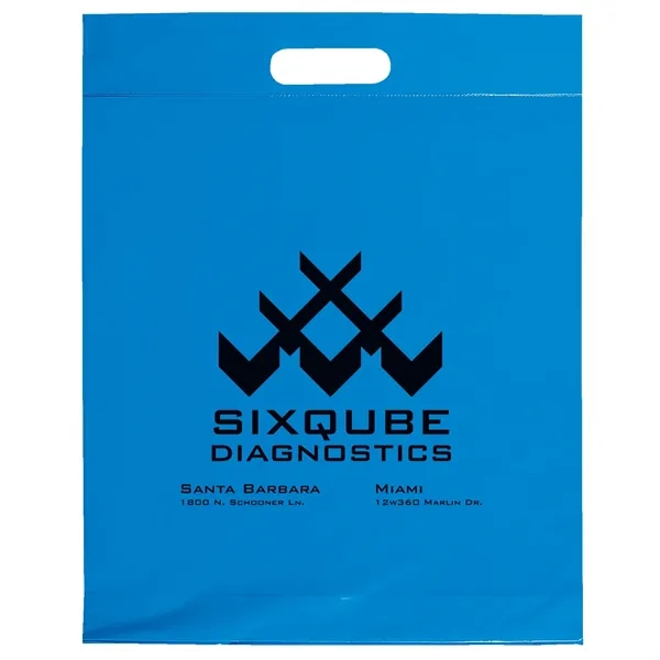 2.5 mil. low-density plastic bag with reinforced die cut handles.... from ASI 37940 Bag Makers Inc