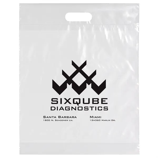 2.5 mil. low-density plastic bag with reinforced die cut handles.... from ASI 37940 Bag Makers Inc