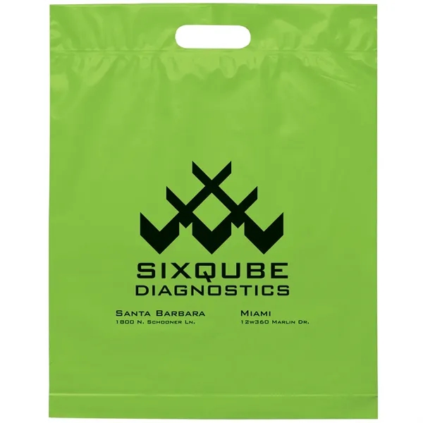 2.5 mil. low-density plastic bag with reinforced die cut handles.... from ASI 37940 Bag Makers Inc