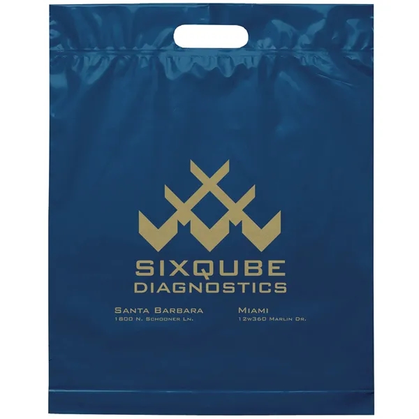 2.5 mil. low-density plastic bag with reinforced die cut handles.... from ASI 37940 Bag Makers Inc