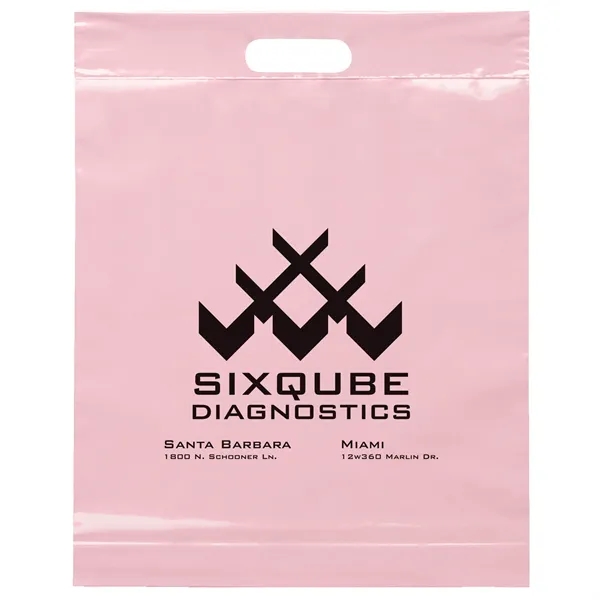 2.5 mil. low-density plastic bag with reinforced die cut handles.... from ASI 37940 Bag Makers Inc