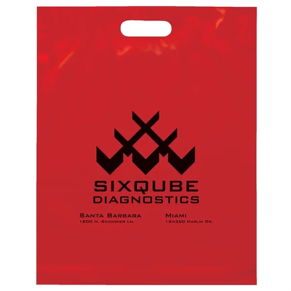 2.5 mil. low-density plastic bag with reinforced die cut handles.... from ASI 37940 Bag Makers Inc