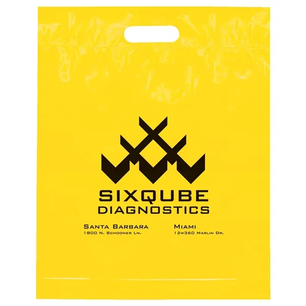 2.5 mil. low-density plastic bag with reinforced die cut handles.... from ASI 37940 Bag Makers Inc