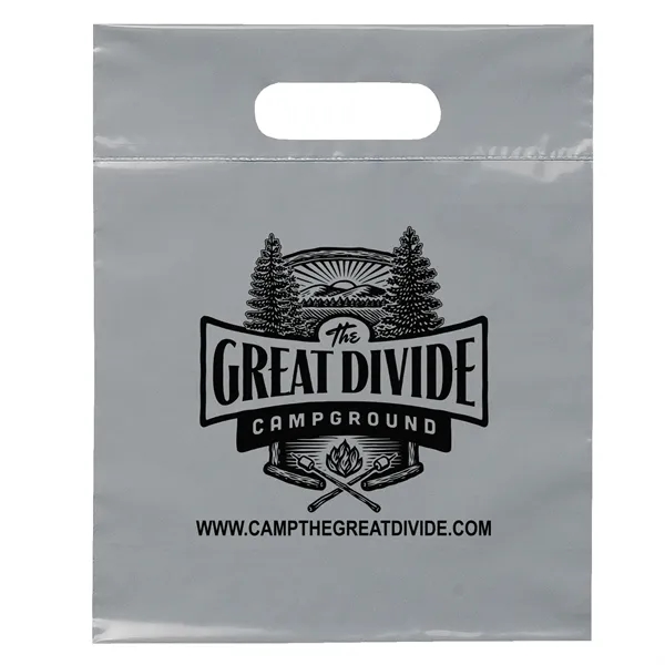 2.5 mil. low-density plastic bags with reinforced die cut handles.... from ASI 37940 Bag Makers Inc