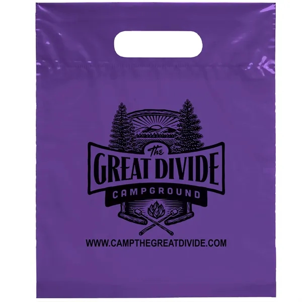 2.5 mil. low-density plastic bags with reinforced die cut handles.... from ASI 37940 Bag Makers Inc