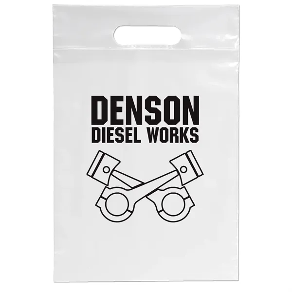 2.5 mil. low-density plastic bag with reinforced die cut handles.... from ASI 37940 Bag Makers Inc