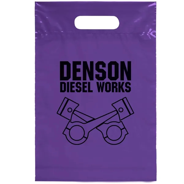 2.5 mil. low-density plastic bag with reinforced die cut handles.... from ASI 37940 Bag Makers Inc