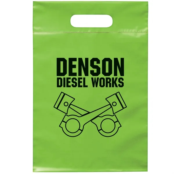 2.5 mil. low-density plastic bag with reinforced die cut handles.... from ASI 37940 Bag Makers Inc