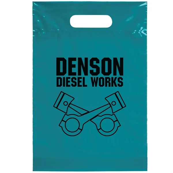 2.5 mil. low-density plastic bag with reinforced die cut handles.... from ASI 37940 Bag Makers Inc