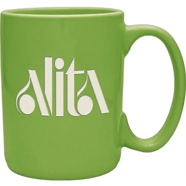 15 oz. ceramic mug with simple design, easy-grip handle and bold... from ASI 71920 Moderne Glass Company Inc / Glass America®