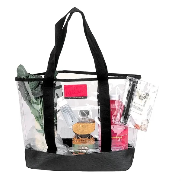 Clear tote bag made of clear vinyl with black trim.... from ASI 31517 Admart Products / Admart Line