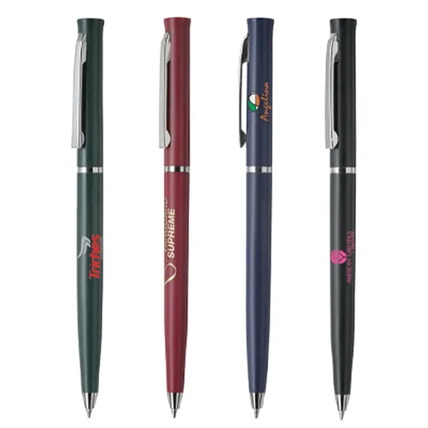 Ultra slim, twist action plastic ballpoint pen with solid opaque color.... from ASI 31517 Admart Products / Admart Line