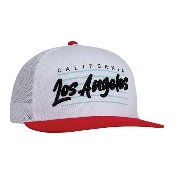 Deluxe Two-Tone Trucker Cap having many features. Profile: High profile.... from ASI 80129 Quake City Caps